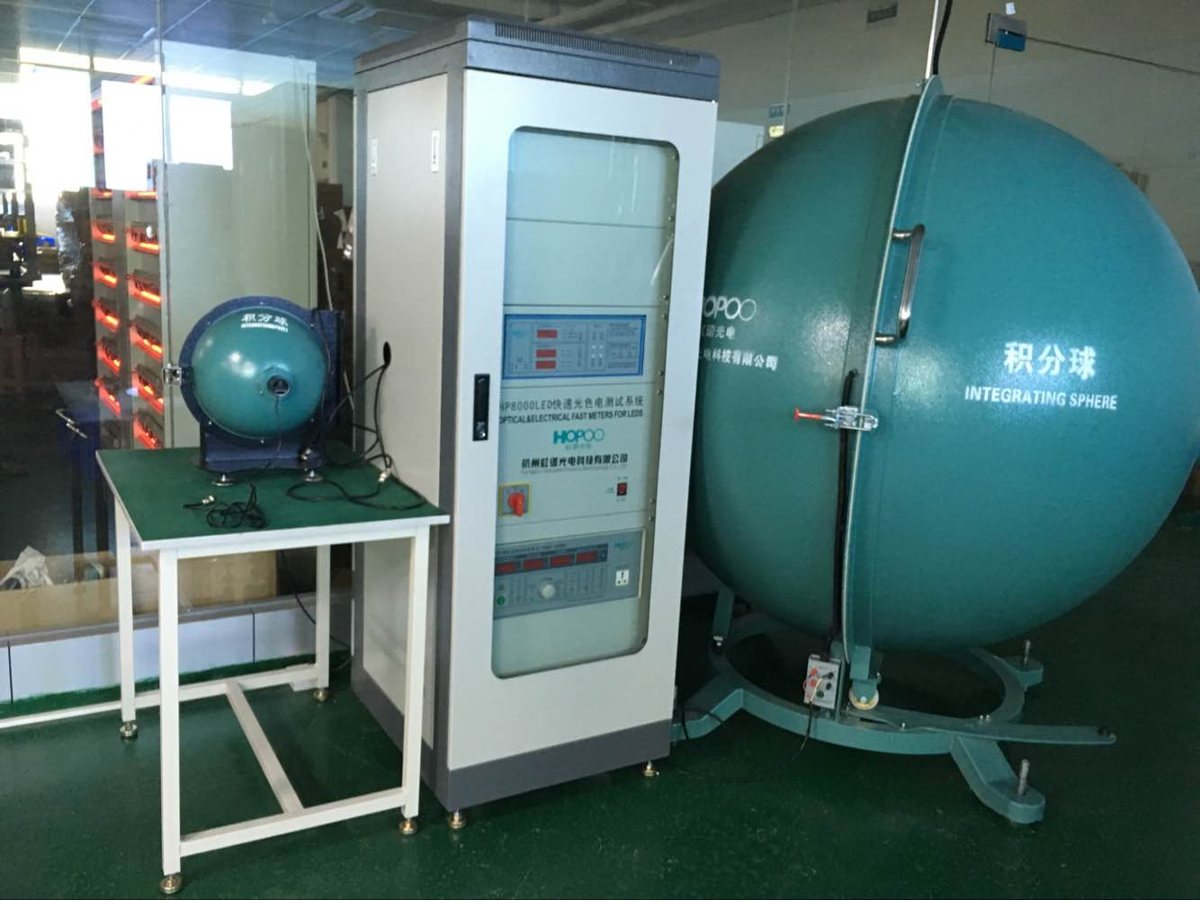 Integrating sphere photometric equipment at the factory